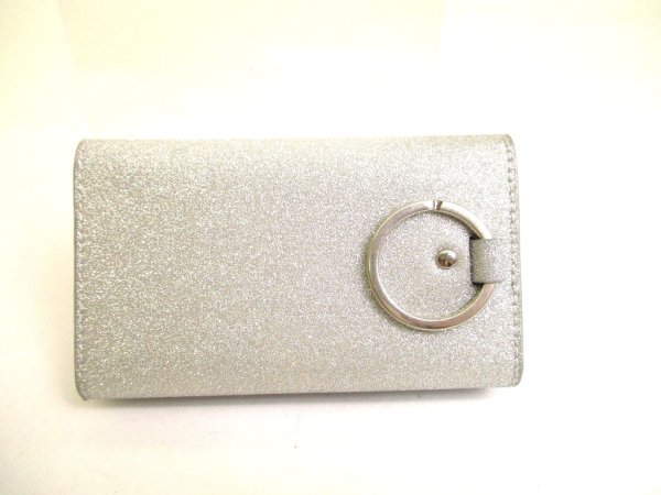 Photo2: BALENCIAGA Gray Glitter Leather Silver H/W 6 Pics Key Chain #a936