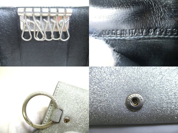 Photo9: BALENCIAGA Gray Glitter Leather Silver H/W 6 Pics Key Chain #a936