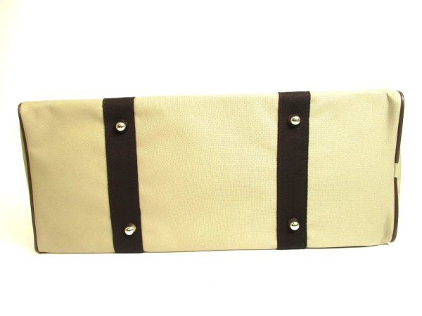 Photo5: Salvatore Ferragamo Logo Plate Beige Canvas Boston bag Travel bag #a937