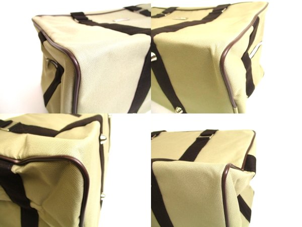 Photo6: Salvatore Ferragamo Logo Plate Beige Canvas Boston bag Travel bag #a937