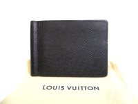 LOUIS VUITTON Taiga Black Leather Bifold Bill Wallet Purse #a938