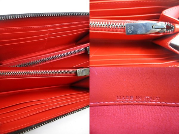 Photo9: Christian Louboutin Panettone Black Leather Spikes Round Zip Wallet #a942