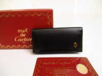 Cartier Pasha de Cartier Black Leather 4 Pics Key Chain #a943