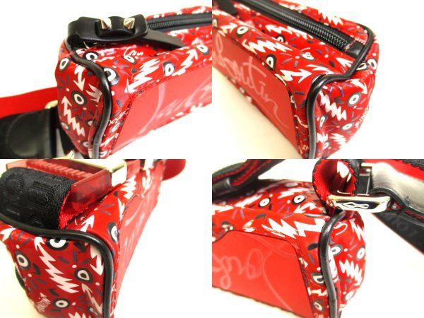 Photo6: Christian Louboutin Red Nylon Waist Packs Belt Bag Pouch #a946
