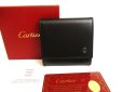 Photo1: Cartier Pasha de Cartier Black Leather Silver H/W Coin Purse #a948 (1)