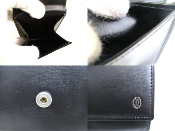Photo9: Cartier Pasha de Cartier Black Leather Silver H/W Coin Purse #a948