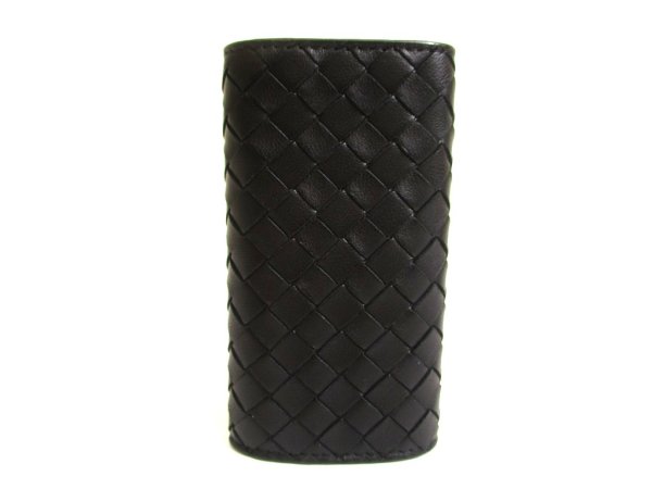 Photo2: BOTTEGA VENETA Black Leather Silver H/W 6 Pics Key Chain #a949