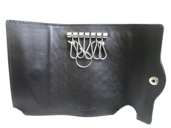 Photo8: BOTTEGA VENETA Black Leather Silver H/W 6 Pics Key Chain #a949
