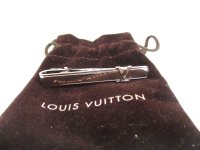 LOUIS VUITTON Silver Steel LV Motif Necktie Pin Tie Clip #a955