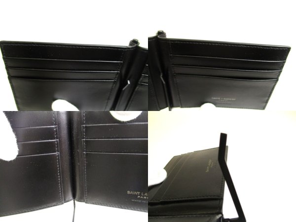 Photo9: Saint Laurent YSL Black Leather Gold H/W Bifold Bill Wallet #a956