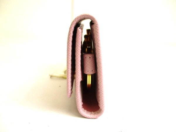 Photo3: PRADA Light Pink Saffiano Metal Leather 4 Pics Key Chain #a959