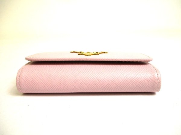 Photo5: PRADA Light Pink Saffiano Metal Leather 4 Pics Key Chain #a959