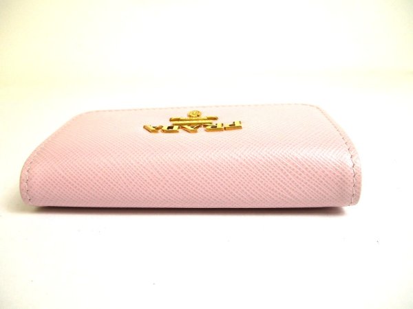 Photo6: PRADA Light Pink Saffiano Metal Leather 4 Pics Key Chain #a959