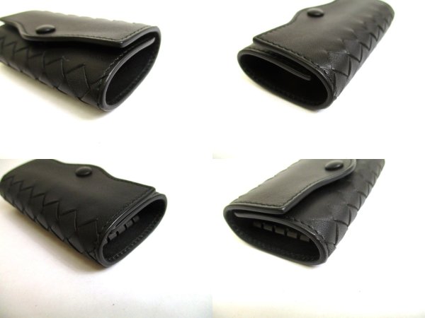 Photo7: BOTTEGA VENETA Black Leather Silver H/W 4 Pics Key Chain #a960