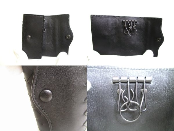 Photo8: BOTTEGA VENETA Black Leather Silver H/W 4 Pics Key Chain #a960
