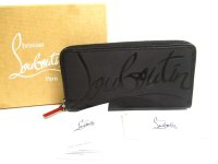 Christian Louboutin Panettone Black Leather Round Zip Wallet #a962