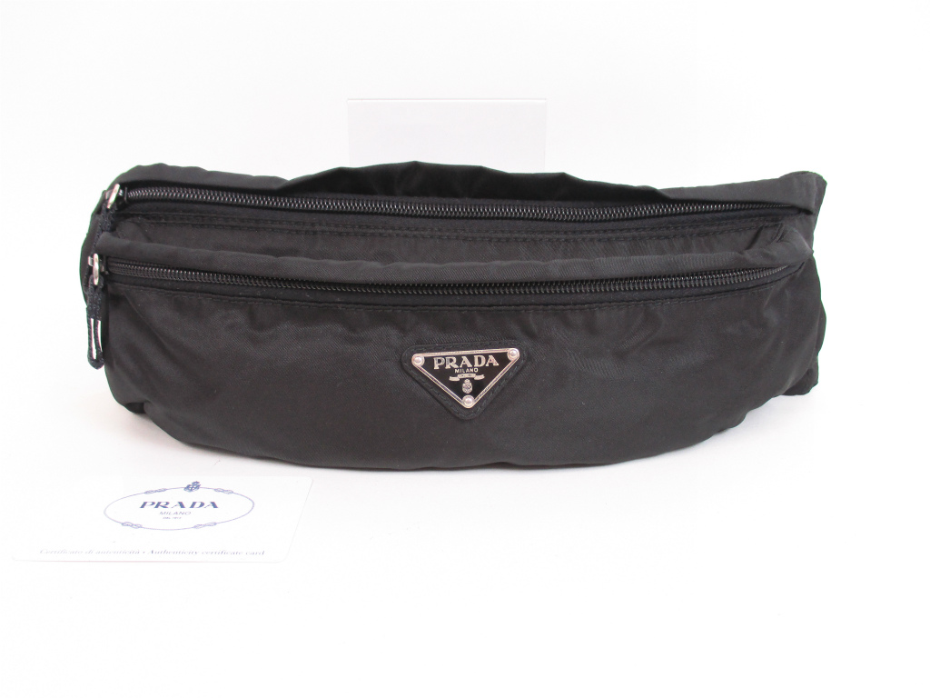 PRADA Nylon Black Fanny&Waist Packs Belt Bag Shoulder Bag Purse #4138 ...