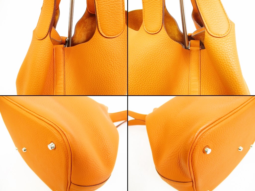 hermes orange leather bag