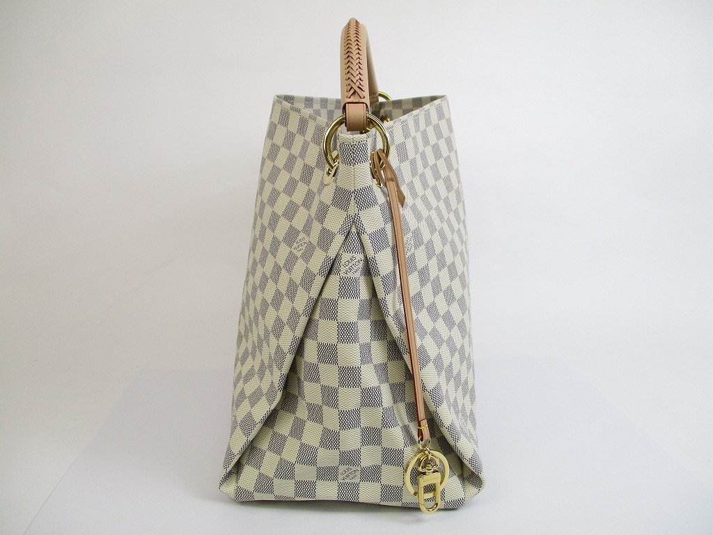 LOUIS VUITTON Damier Azur Leather White Hobo Shoulder Bag Artsy MM #5203 - Authentic Brand Shop ...