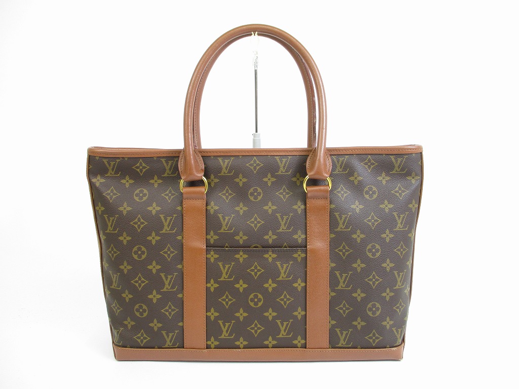 LOUIS VUITTON Vintage Monogram Leather Brown Tote&Shoppers Weekend PM #5220 - Authentic Brand ...