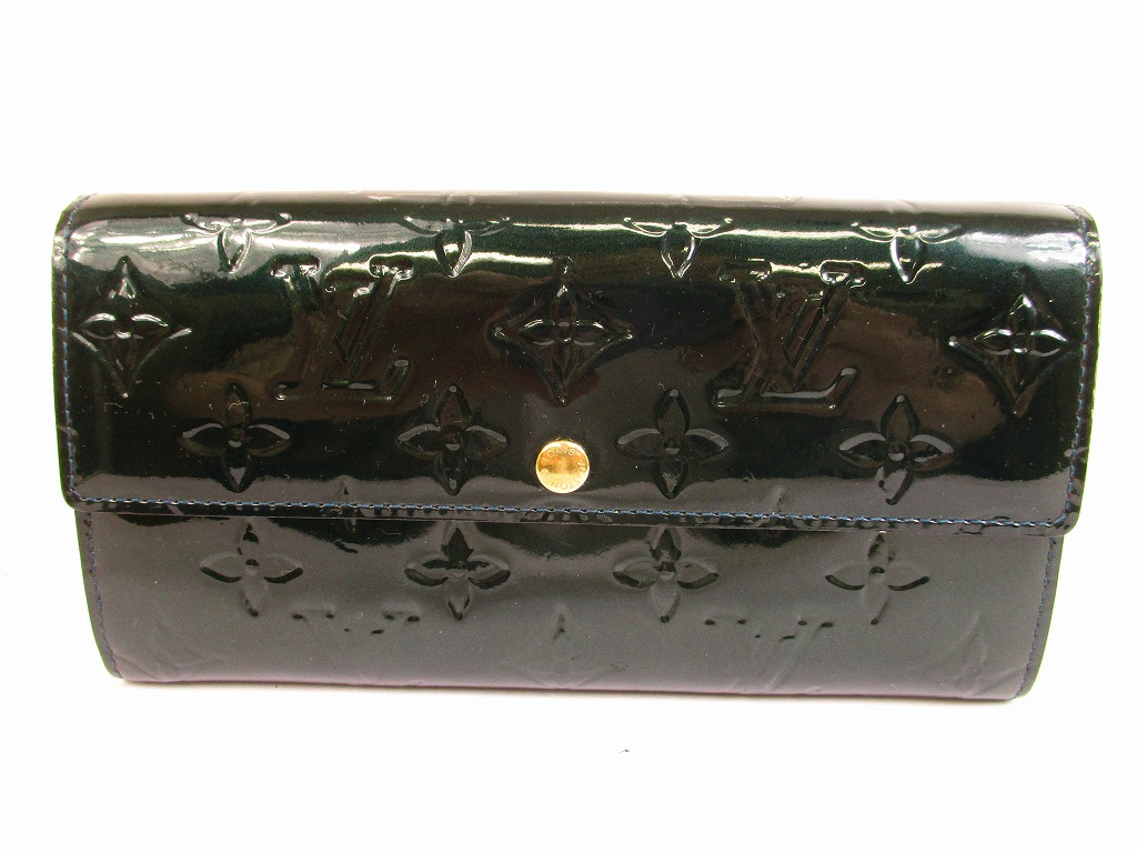 LOUIS VUITTON Vernis Patent Leather Deep Green Wallet Purse Sarah #5737 - Authentic Brand Shop ...