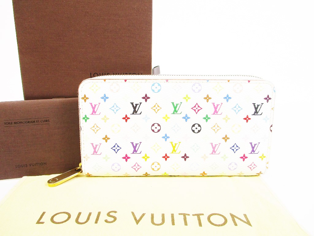 LOUIS VUITTON Leather Multi-color White Zip Around Zippy Wallet Purse #5768 - Authentic Brand ...