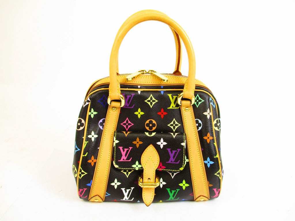 LOUIS VUITTON Multi-color Leather Black Hand Bag Purse Priscilla #5901 - Authentic Brand Shop ...