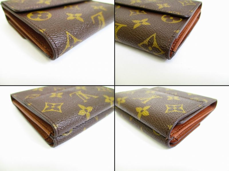 LOUIS VUITTON Monogram Leather Brown Trifold Wallet Portefeuille Elise #3605 - Authentic Brand ...