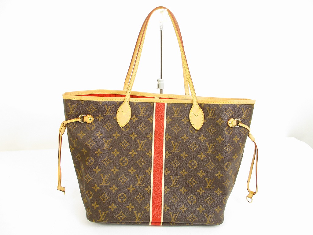 LOUIS VUITTON Mon Monogram Leather Brown&Red Tote&Shoppers Bag Neverfull MM #6115 - Authentic ...