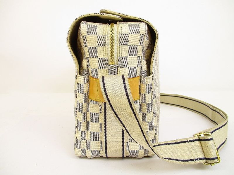 LOUIS VUITTON Damier Azur Leather White Crossbody Bag Purse Naviglio #6118 - Authentic Brand ...