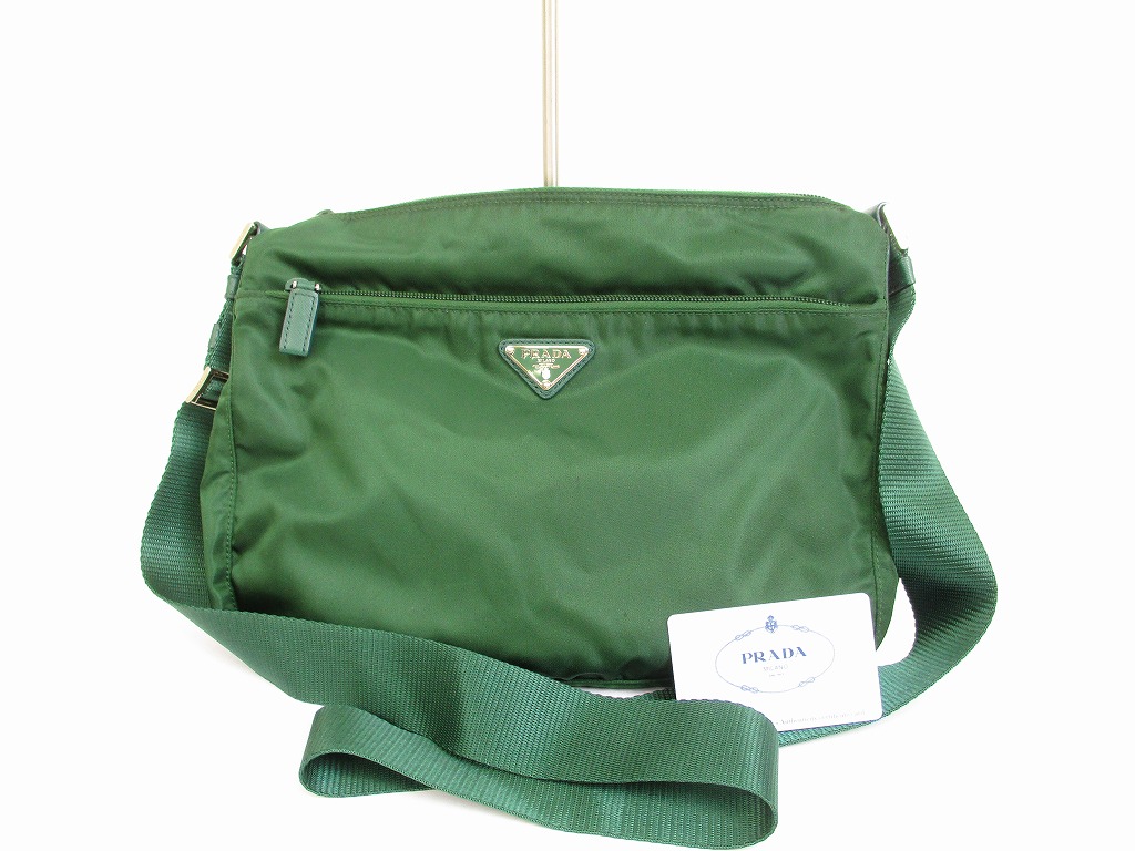 PRADA Nylon Green Messenger&Crossbody Bag Purse #6284 - Authentic Brand ...