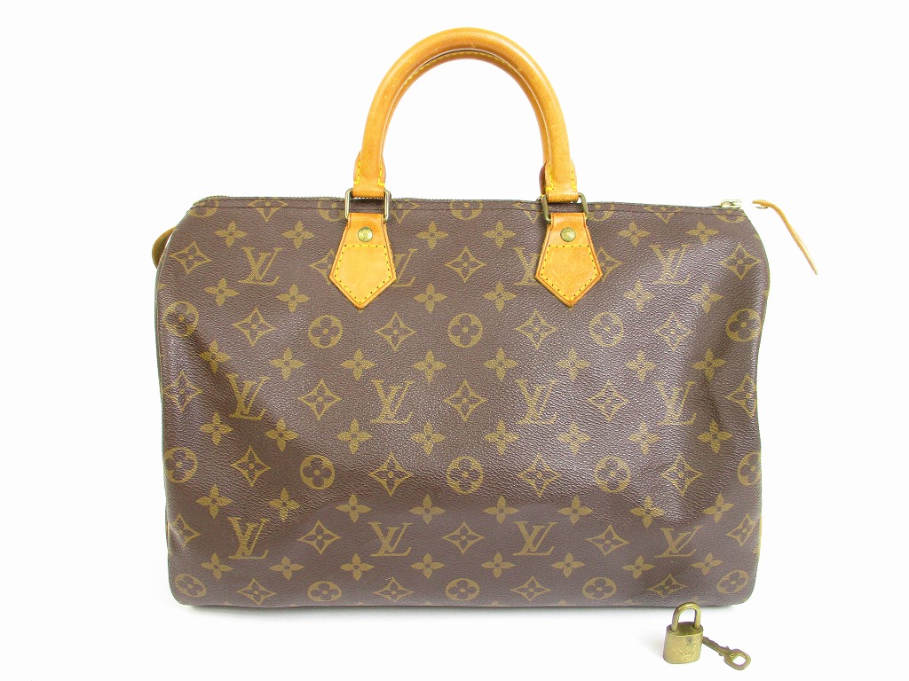 LOUIS VUITTON Monogram Leather Brown Hand Bag Purse Speedy35 #6291 - Authentic Brand Shop TOKYO&#39;s