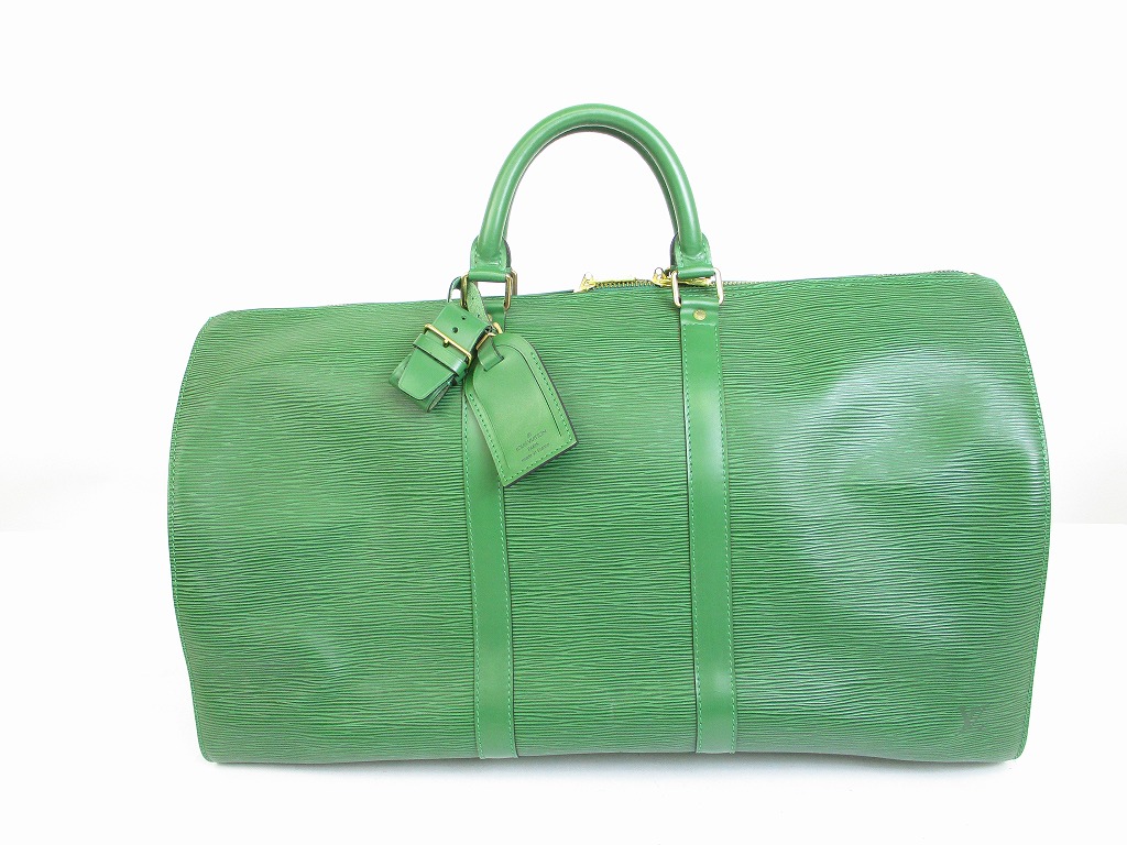 LOUIS VUITTON Epi Leather Green Duffle&Gym Bag Hand Bag Keepall 50 #6495 - Authentic Brand Shop ...