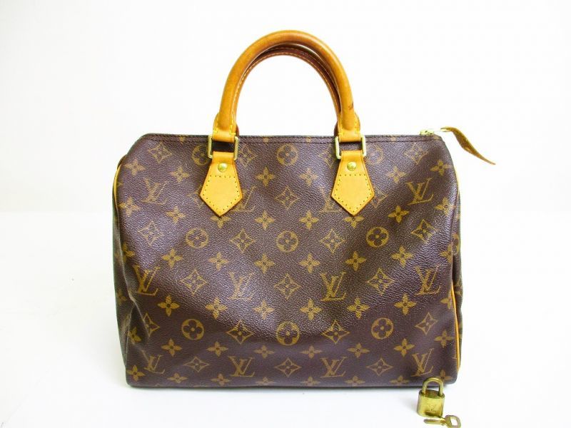 Louis Vuitton Monogram Leather Brown Hand Bag Purse Speedy30 7012 Authentic Brand Shop Tokyos 