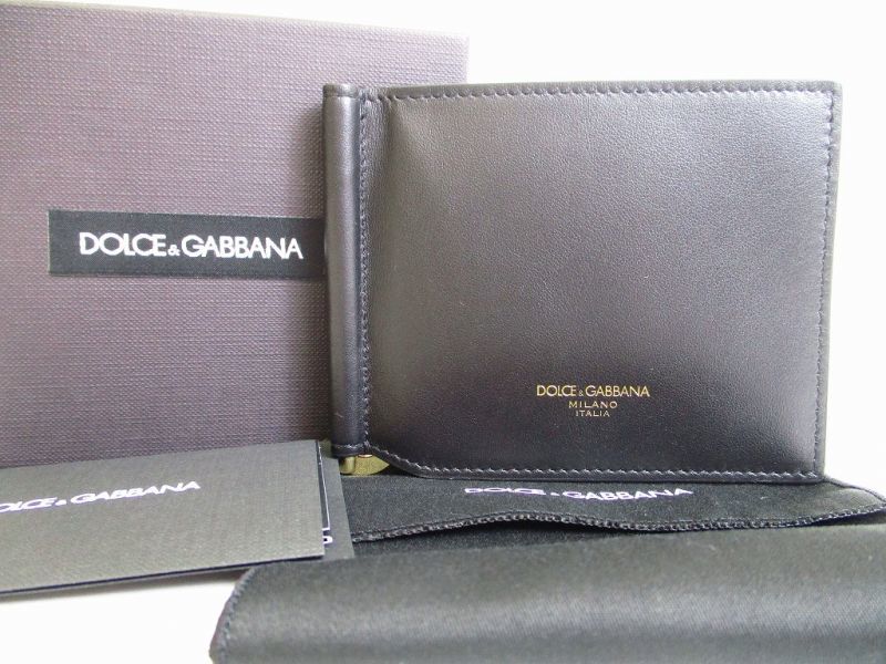 DOLCE&GABBANA Black Leather Bifold Bill Wallet Purse #7404 - Authentic ...