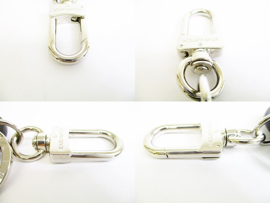 LOUIS VUITTON Silver & Black Bag Charm Key Holder LV Circle #7531 - Authentic Brand Shop TOKYO&#39;s