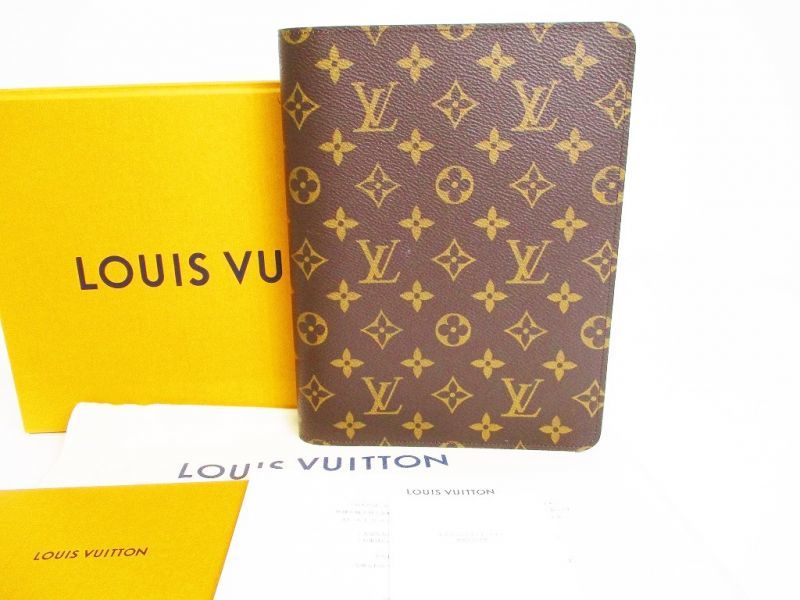 LOUIS VUITTON Monogram Brown Leather Desk Agenda Cover A5 #7606 - Authentic Brand Shop TOKYO&#39;s