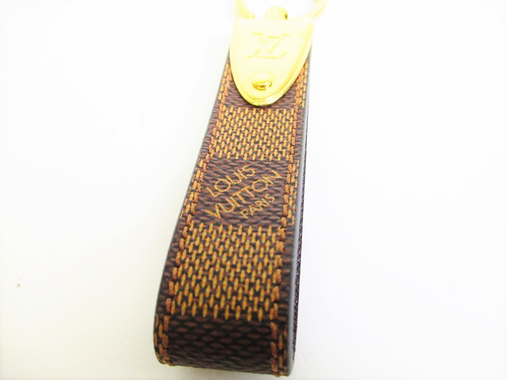 Auth LOUIS VUITTON Damier Brown Gold Plated Key Holder Key Ring Dragonne #7699 | eBay