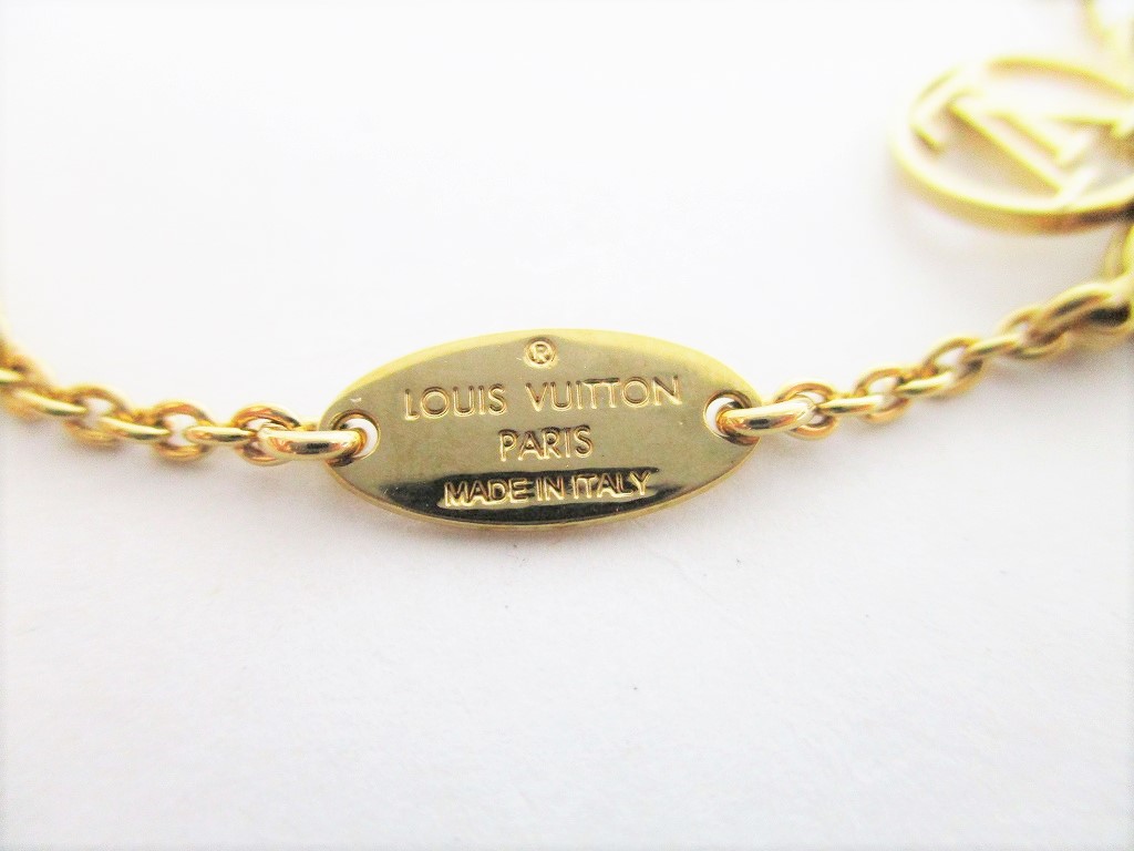 Auth LOUIS VUITTON Gold Platd Essential V Bracelet Small Size #7746