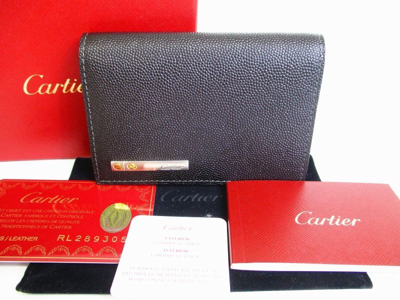 Auth Cartier Santos Black Leather 