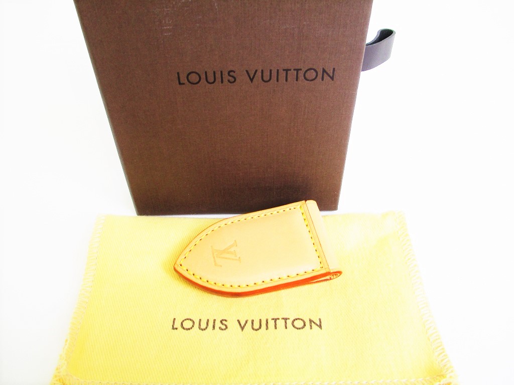 Authentic LOUIS VUITTON Brown Leather Magnetic Money Clip Bill Clip #7933 | eBay