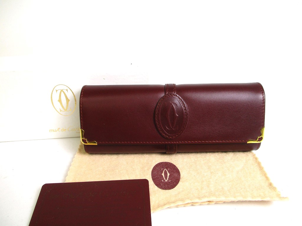 Cartier Bordeaux Leather Must de Cartier Glasses Case #a418