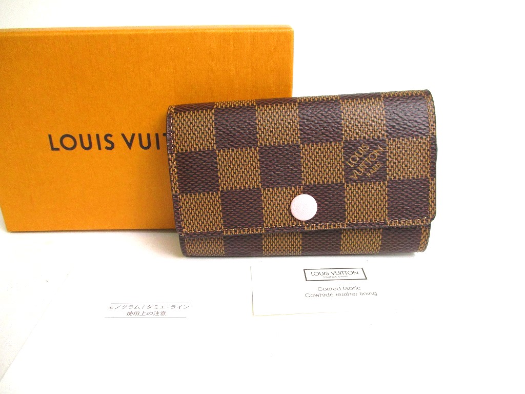 LOUIS VUITTON Damier Brown Rose Ballerine Leather Multicles 6 Key Chain #a434