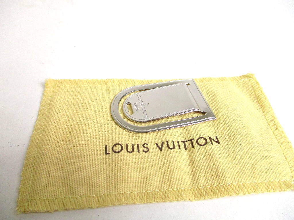 LOUIS VUITTON Silver Plated Money Clip Bill Clip Porte Address #a437