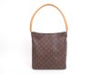 Photo1: LOUIS VUITTON Monogram Leather Brown Shoulder Bag Purse Looping GM #4004