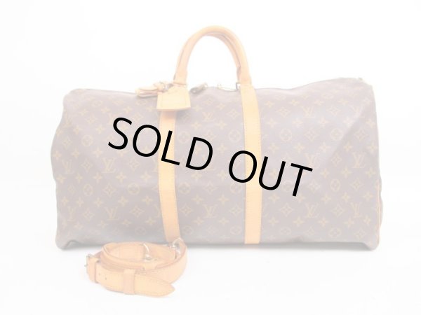 Photo1: LOUIS VUITTON Monogram Leather Brown Gym Bag Keepall 55 Bandouliere #4009