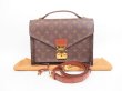 Photo1: LOUIS VUITTON Monogram Leather Brown Hand Bag Monceau With Strap #4011