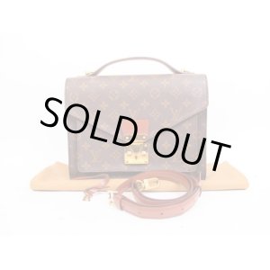 Photo: LOUIS VUITTON Monogram Leather Brown Hand Bag Monceau With Strap #4011