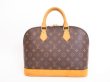 Photo2: LOUIS VUITTON Monogram Leather Brown Hand Bag Purse Alma #4016