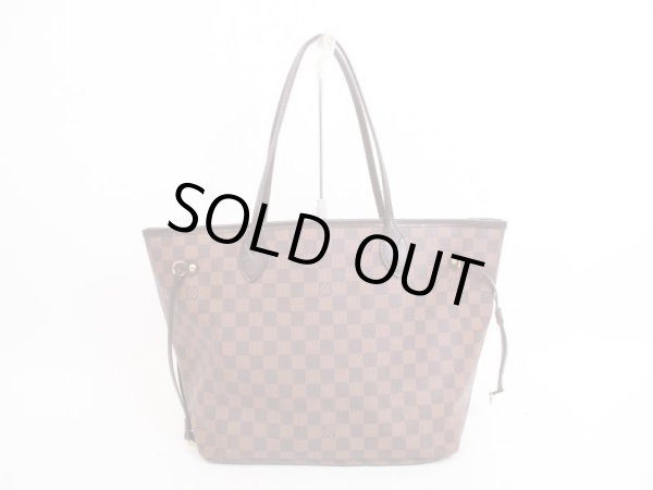 Photo1: LOUIS VUITTON Damier Leather Brown Tote&Shoppers Neverfull MM #4018